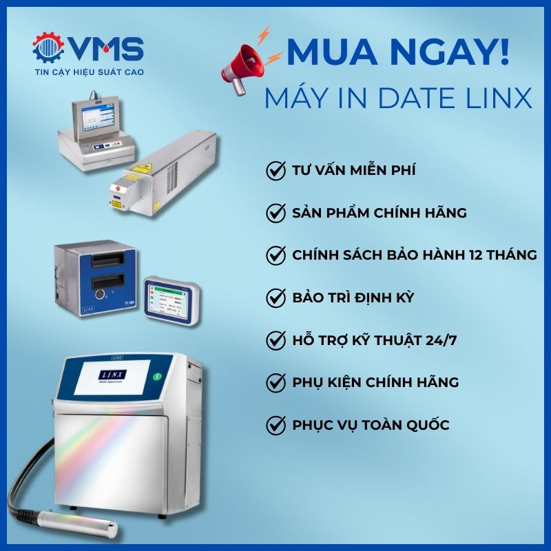 Quyền lợi khi mua máy in date chính hãng Linx tại VMS