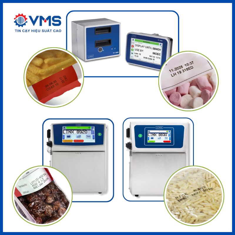 Máy in date Linx lên bao bì thực phẩm