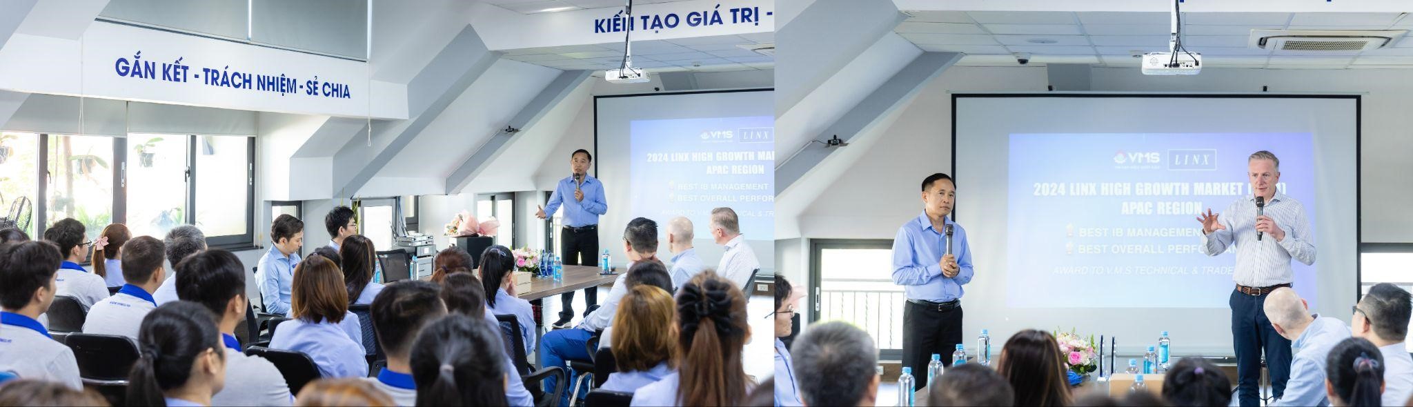 Tổng Giám Đốc VMS: ông Dương Văn Vân và đại diện Linx: Mr. Mark Cooper – Commecial Director phát biểu 