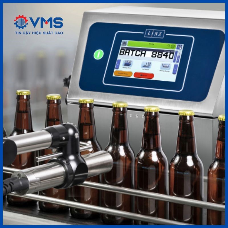 Máy in Linx in trên chất liệu chai thủy tinh