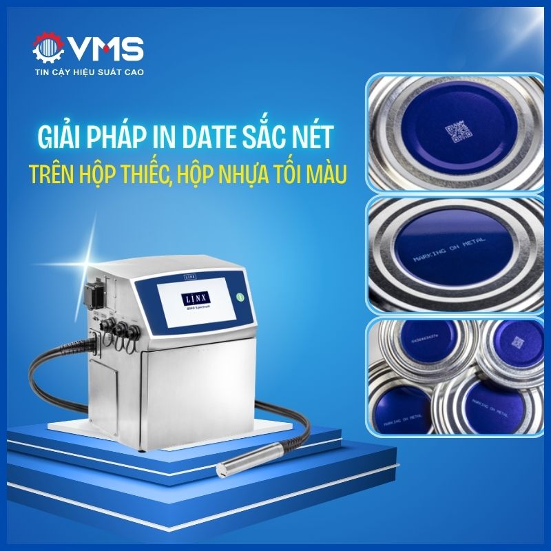 Giải pháp in date sắc nét trên hộp thiếc, hộp nhựa tối màu