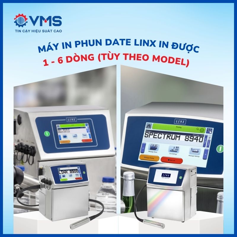 Máy in phun date Linx có khả năng in tối đa từ 1 đến 6 dòng thông tin
