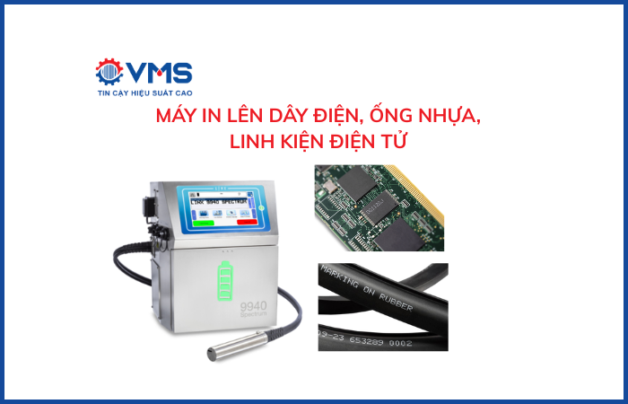 Máy in phun lên dây điện, ống nhựa, linh kiện điện tử